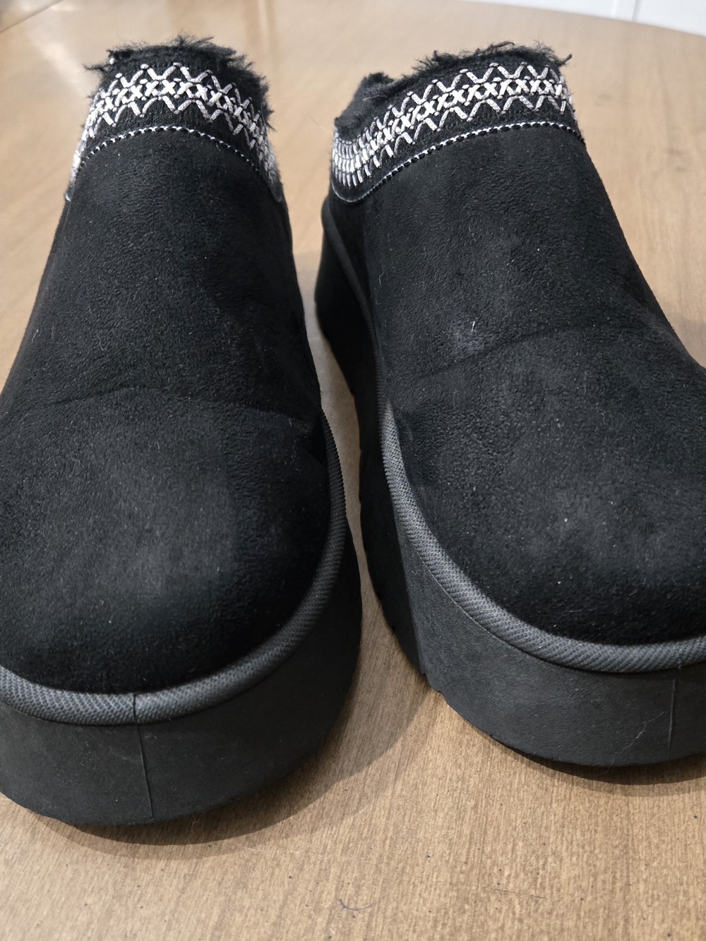 Rouge Helium Black Slip-On Suede Clog with Contrasting Stitch Trim - Picture 9 of 9